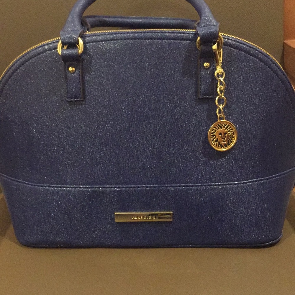 Anne Klein blue bowling style purse